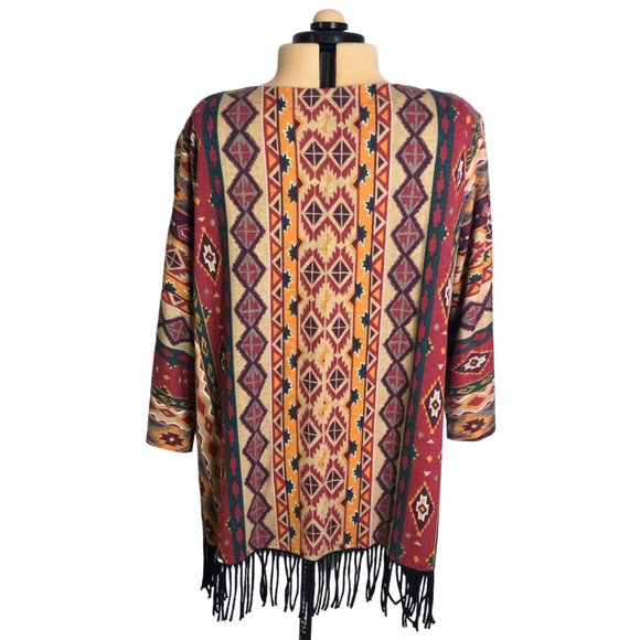 Vintage 90's Southwestern Fringe Tunic V-Neck 2X - Picture 3 of 9